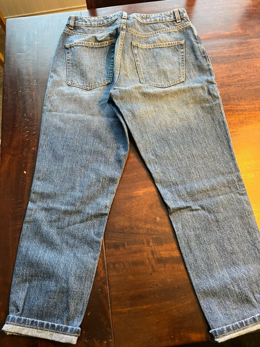 Topshop Blue Denim Mom Jeans with Contrast Stitching - Picture 2 of 3